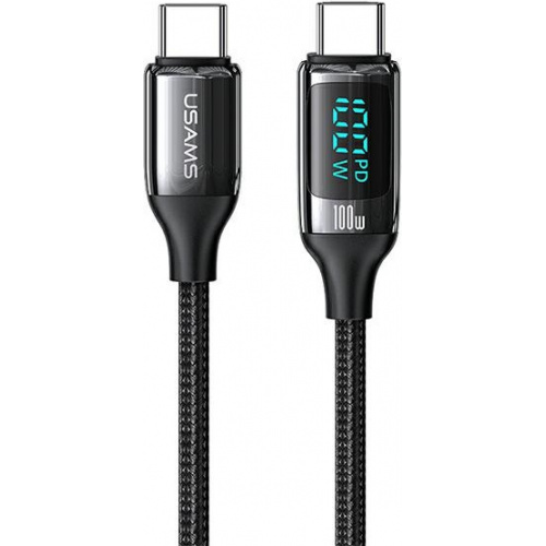 Usams Distributor - 6958444975450 - USA336BLK - USAMS Nylon Cable U78 USB-C - USB-C LED 1.2m 100W Fast Charging black SJ546USB01 (US-SJ546 ) - B2B homescreen