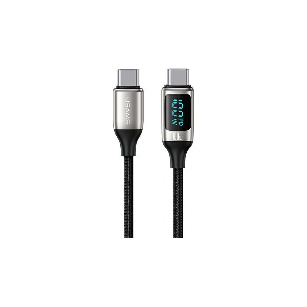 Hurtownia GSM - Kabel pletený USAMS U78 USB-C na USB-C LED 1.2m 100W Rychlé nabíjení bílý/white SJ546USB02 - USA335WHT - {ean13} - Hurt