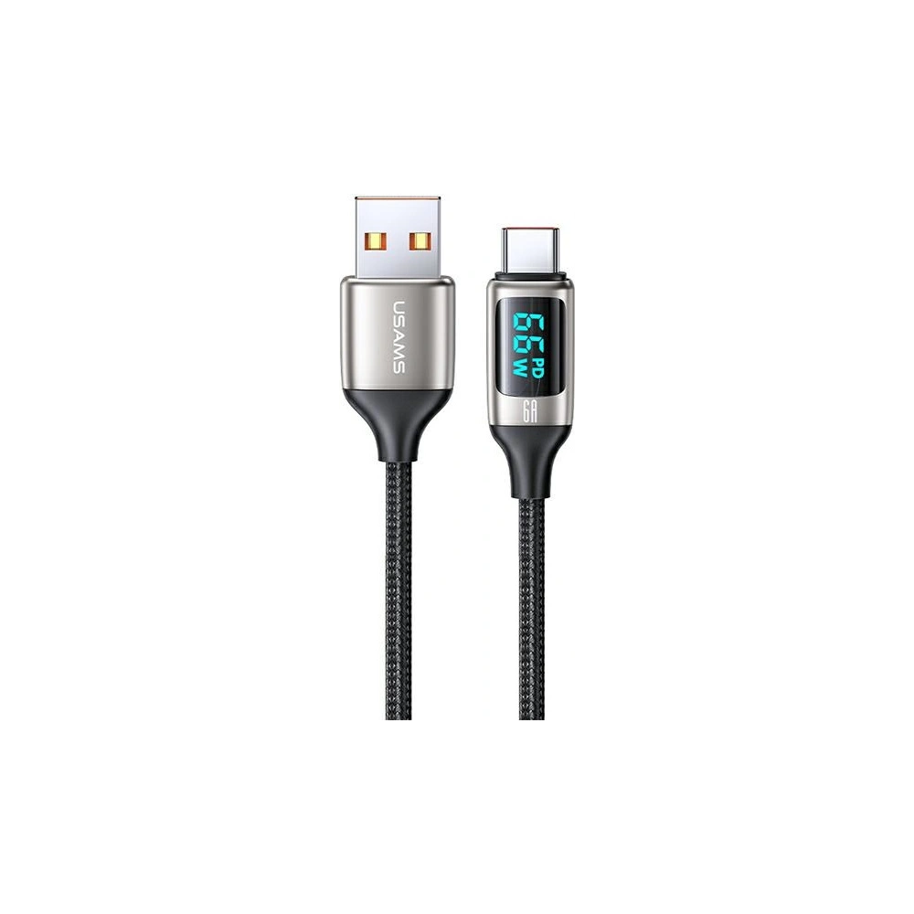 Hurtownia GSM - Kabel pletený USAMS U78 USB-C 1.2m LED 6A Rychlé nabíjení bílý/white SJ544USB02 - USA333WHT - {ean13} - Hurt