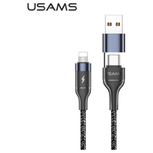 Usams Distributor - 6958444984605 - USA284BLK - USAMS Nylon Cable U31 USB-C/USB - Lightning 30W PD Fast Charge black SJ404USB01 (US-SJ404) - B2B homescreen