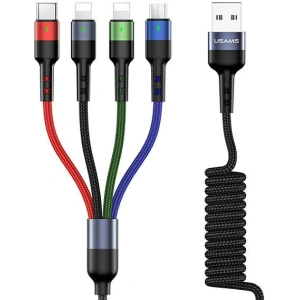 Hurtownia GSM - Kabel pleciony USAMS U26 4w1 1.5m 2A Fast Charge Springs (2xlightning/microUSB/USB-C) SJ349USB01 - USA269 - {ean13} - Hurt