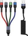 Wholesale USAMS Nylon Cable U26 4in1 1.5m 2A Fast Charge Springs (2xLightning/microUSB/USB-C) SJ349USB01 (US-SJ349) - USA269 - {ean13} - Hurt