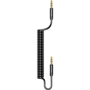 Wholesale USAMS Adapter Spring audio jack 3,5mm -3,5mm 1,2m black SJ256YP01 (US-SJ256) - USA032BLK - {ean13} - Hurt
