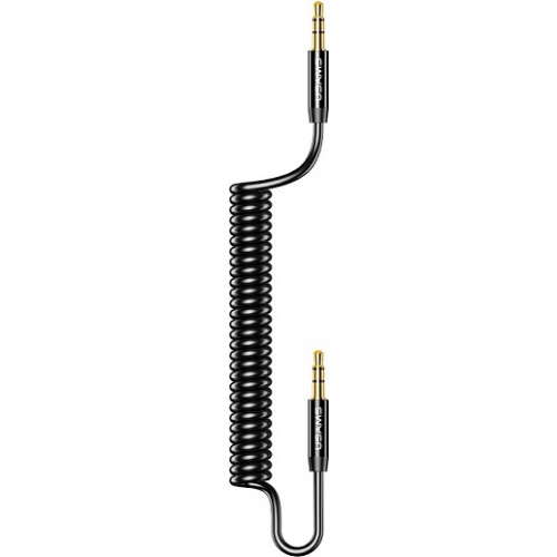 Hurtownia Usams - 6958444959306 - USA032BLK - Adapter USAMS Spring audio jack 3,5mm -3,5mm 1,2m czarny/black SJ256YP01 - B2B homescreen