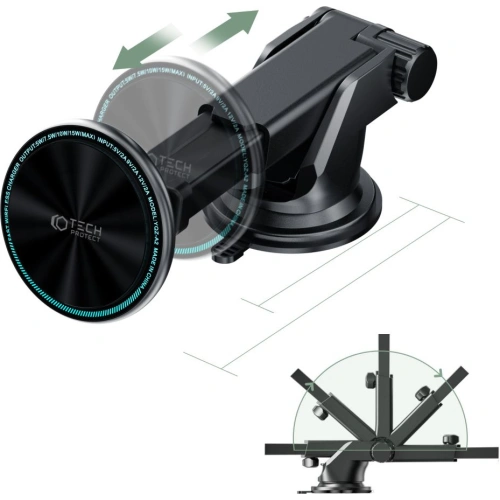 Uchwyt samochodowy Tech-Protect A2 Magnetic MagSafe Dash Car Mount Wireless Charger 15W Black