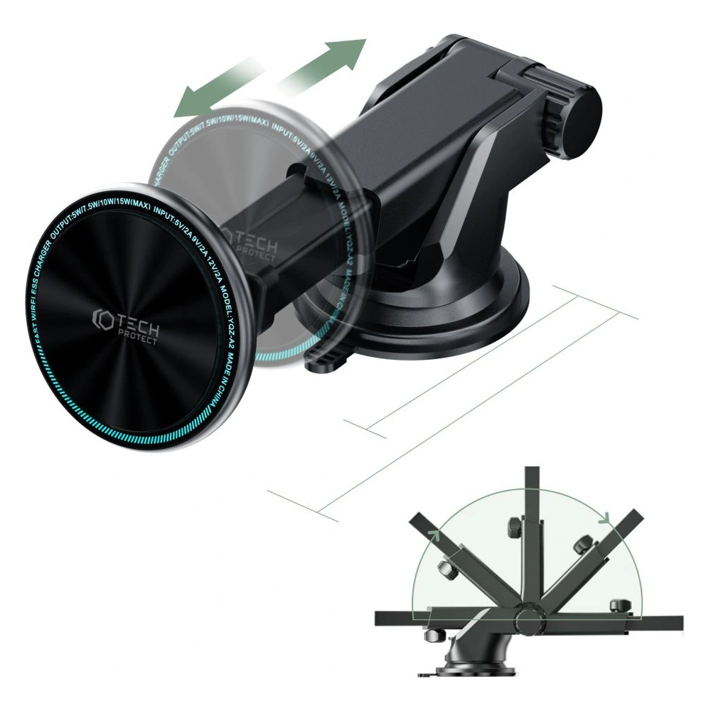 Hurtownia GSM - Upevnění do auta Tech-Protect A2 Magnetic MagSafe Dash Car Mount Wireless Charger 15W Černá - THP1301 - {ean13} - Hurt