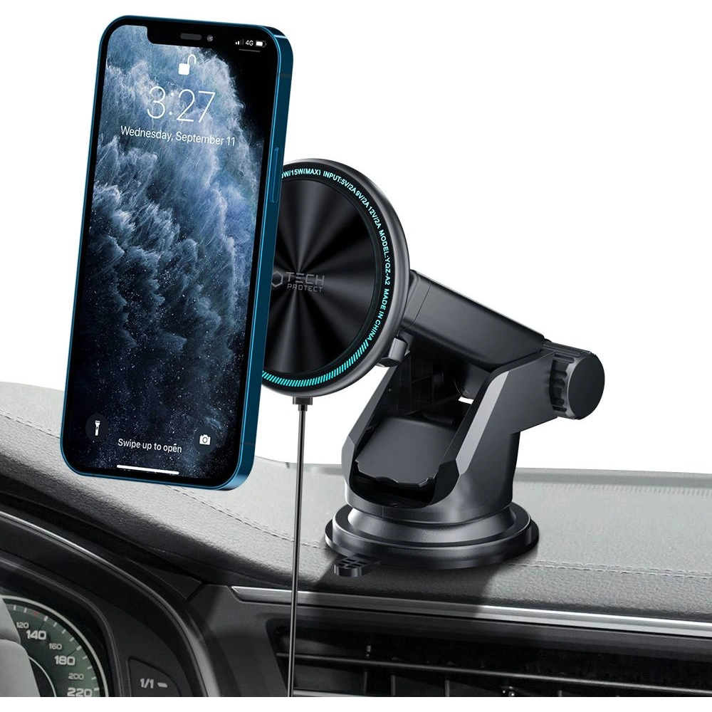 Wholesale Tech-Protect A2 Magnetic MagSafe Dash Car Mount Wireless Charger 15W Black - THP1301 - {ean13} - Hurt