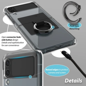 Wholesale Whitestone Clear Case Ring Samsung Galaxy Z Flip 4 Black - WSD070 - {ean13} - Hurt
