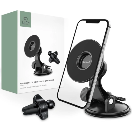 Uchwyt samochodowy Tech-Protect N50 Magnetic MagSafe Dashboard & Vent Car Mount Black