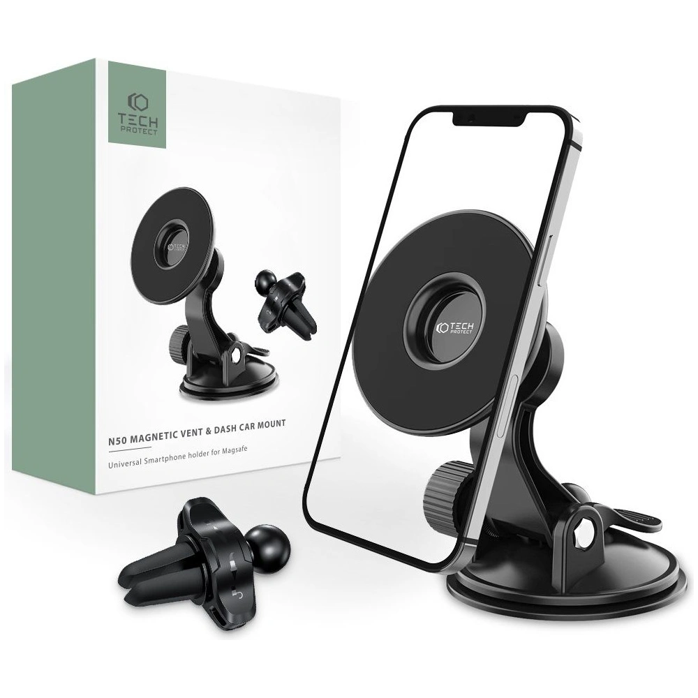 Hurtownia GSM - Uchwyt samochodowy Tech-Protect N50 Magnetic MagSafe Dashboard & Vent Car Mount Black - THP1316 - {ean13} - Hurt