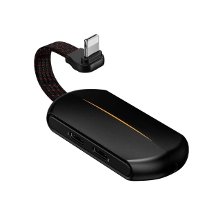 Hurtownia GSM - [OUTLET] Audio-Adapter Baseus GAMO L47 Lightning auf Mini Jack 3.5mm und 2x Lightning, RGB, 18W, DAC (schwarz) - OT-314 - {ean13} - Hurt
