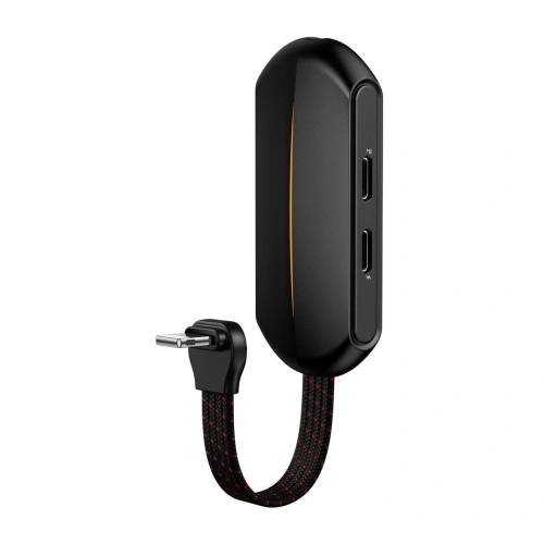 [OUTLET] Adapter audio Baseus GAMO L47 Lightning do Mini Jack 3.5mm i 2x Lightning, RGB, 18W, DAC (czarny)