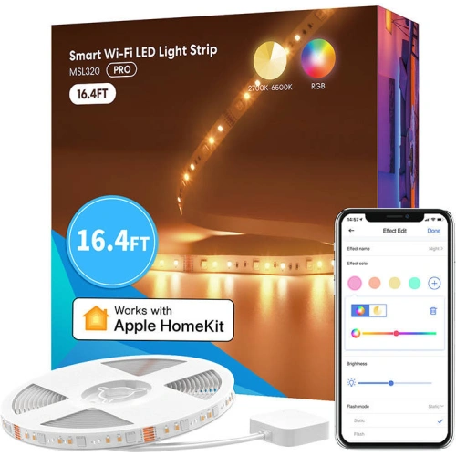 Inteligentna taśma LED RGBW Wi-Fi 5 metrów Meross MSL320 (Homekit)
