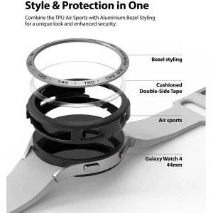 Wholesale Ringke Bezel Styling 44-10 + Ringke Air Sports Case Samsung Galaxy Watch 4 44mm Black/Silver - RGK1655 - {ean13} - Hurt