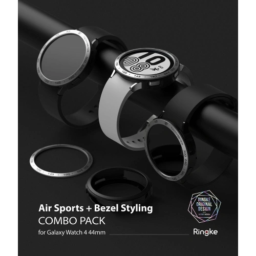 Nakładka Ringke Bezel Styling 44-10 + etui Ringke Air Sports Samsung Galaxy Watch 4 44mm Black/Silver