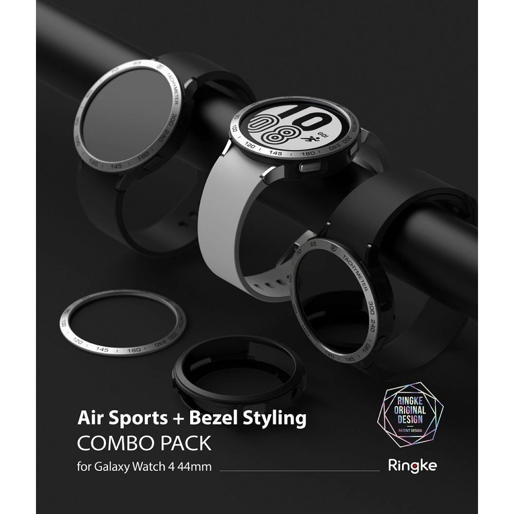 Hurtownia GSM - Nakládka Ringke Bezel Styling 44-10 + etui Ringke Air Sports Samsung Galaxy Watch 4 44mm Černá/Stříbrná - RGK1655 - {ean13} - Hurt