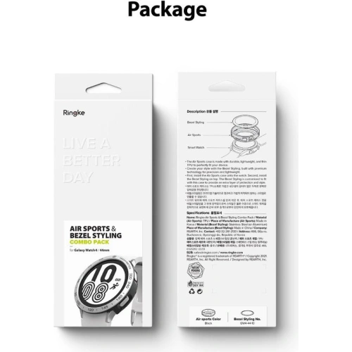 Nakładka Ringke Bezel Styling 44-10 + etui Ringke Air Sports Samsung Galaxy Watch 4 44mm Black/Silver