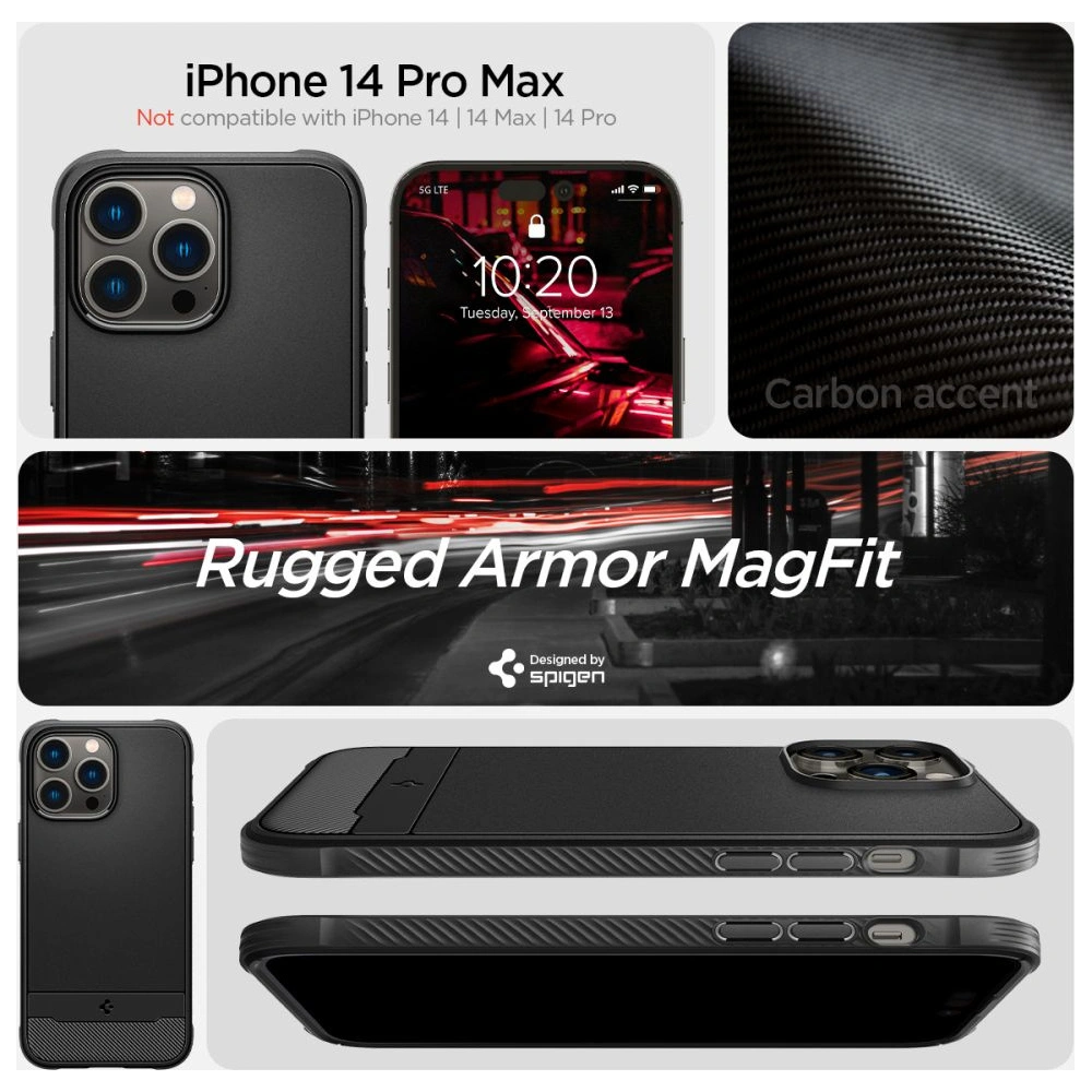 Hurtownia GSM - Etui Spigen Rugged Armor Mag MagSafe Apple iPhone 14 Pro Max Matně černé - SPN2379 - {ean13} - Hurt
