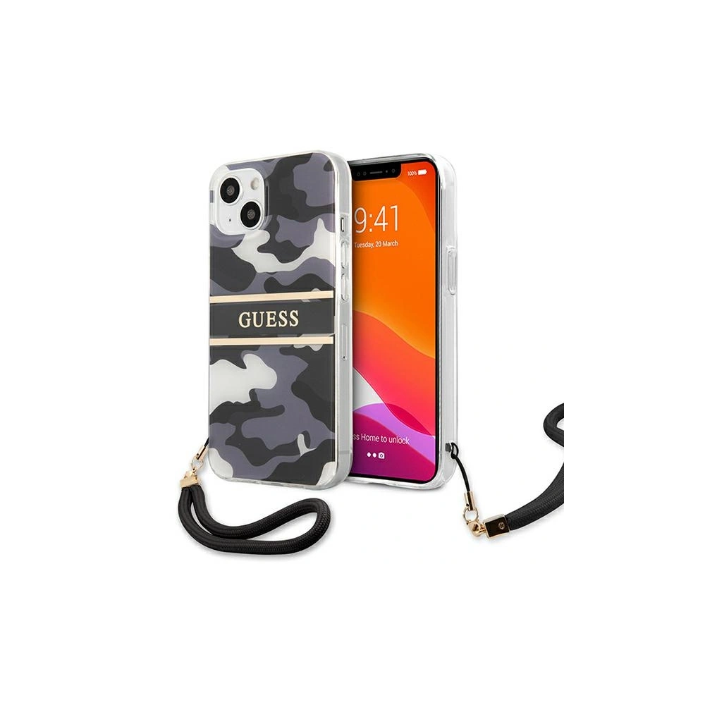 Hurtownia GSM - [OUTLET] Case Guess GUHCP13MKCABBK Apple iPhone 13 schwarz/black hardcase Camo Strap Collection - OT-331 - {ean13} - Hurt