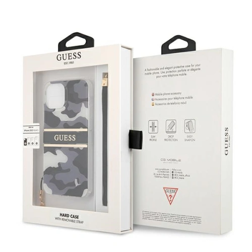 [OUTLET] Etui Guess GUHCP13MKCABBK Apple iPhone 13 czarny/black hardcase Camo Strap Collection