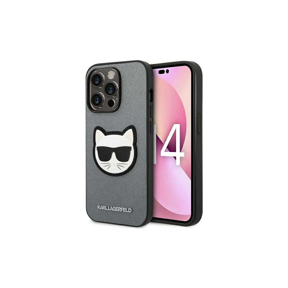 Hurtownia GSM - Etui Karl Lagerfeld KLHCP14LSAPCHG Apple iPhone 14 Pro hardcase srebrny/silver Saffiano Choupette Head Patch - KLD981 - {ean13} - Hurt