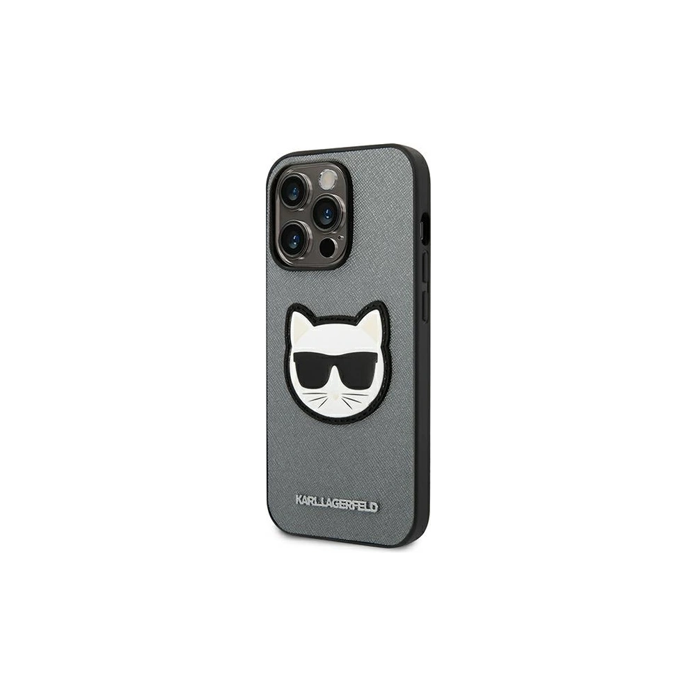 Hurtownia GSM - Etui Karl Lagerfeld KLHCP14LSAPCHG Apple iPhone 14 Pro hardcase srebrny/silver Saffiano Choupette Head Patch - KLD981 - {ean13} - Hurt