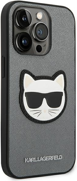 Kryt Karl Lagerfeld KLHCP14LSAPCHG Apple iPhone 14 Pro hardcase silver Saffiano Choupette Head Patch