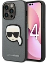 Karl Lagerfeld KLHCP14LSAPKHG Apple iPhone 14 Pro silver hardcase Saffiano Karl`s Head Patch