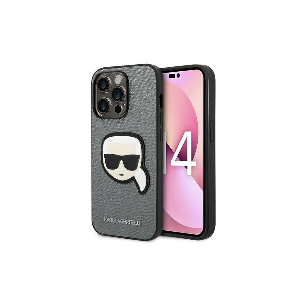 Hurtownia GSM - Etui Karl Lagerfeld KLHCP14LSAPKHG Apple iPhone 14 Pro stříbrný/silver hardcase Saffiano Karl`s Head Patch - KLD983 - {ean13} - Hurt
