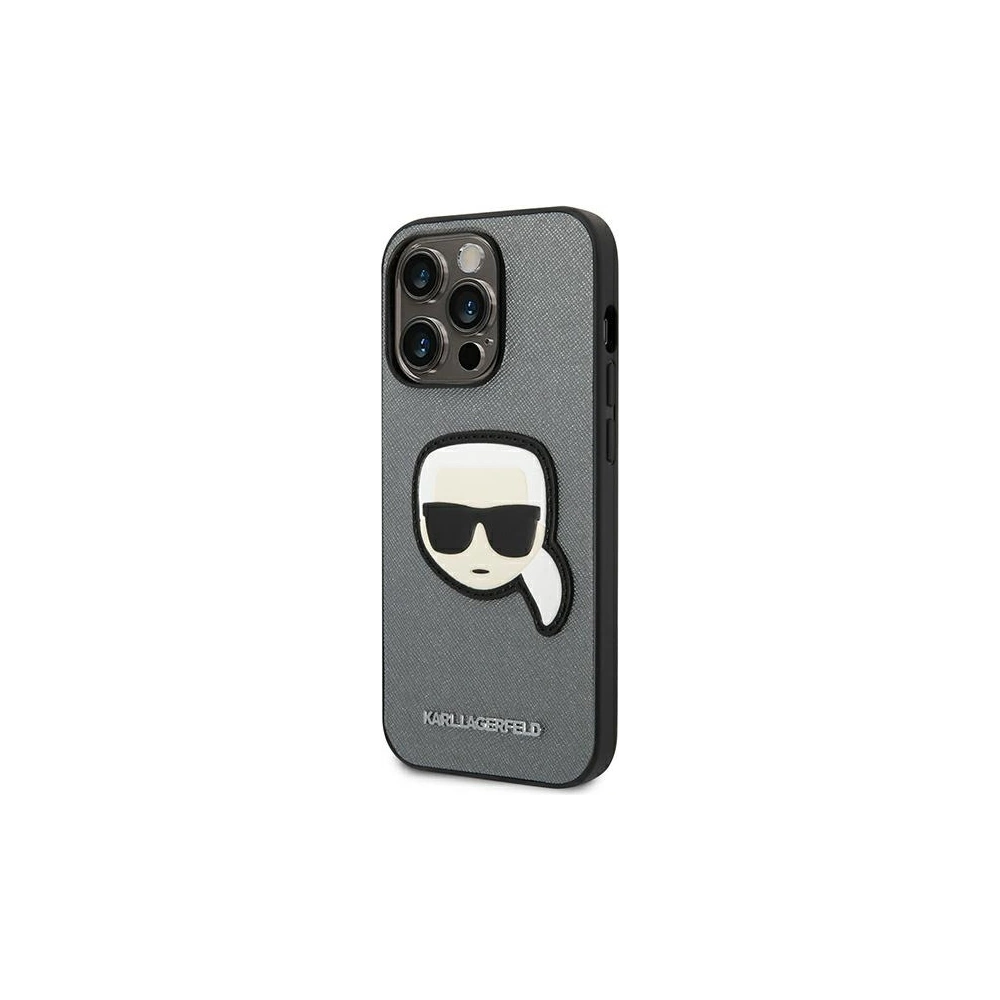 Hurtownia GSM - Etui Karl Lagerfeld KLHCP14LSAPKHG Apple iPhone 14 Pro stříbrný/silver hardcase Saffiano Karl`s Head Patch - KLD983 - {ean13} - Hurt