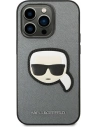 Wholesale Karl Lagerfeld KLHCP14LSAPKHG Apple iPhone 14 Pro silver hardcase Saffiano Karl`s Head Patch - KLD983 - {ean13} - Hurt