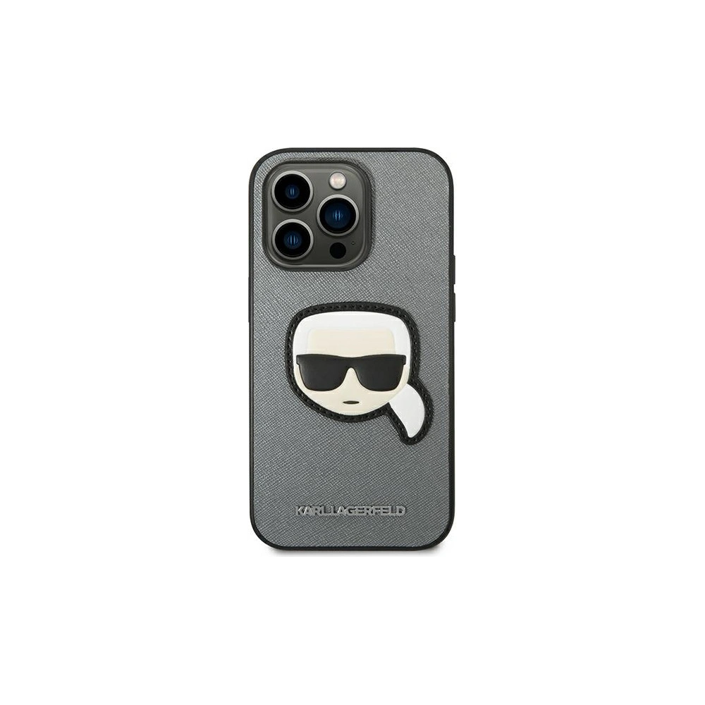 Hurtownia GSM - Etui Karl Lagerfeld KLHCP14LSAPKHG Apple iPhone 14 Pro stříbrný/silver hardcase Saffiano Karl`s Head Patch - KLD983 - {ean13} - Hurt