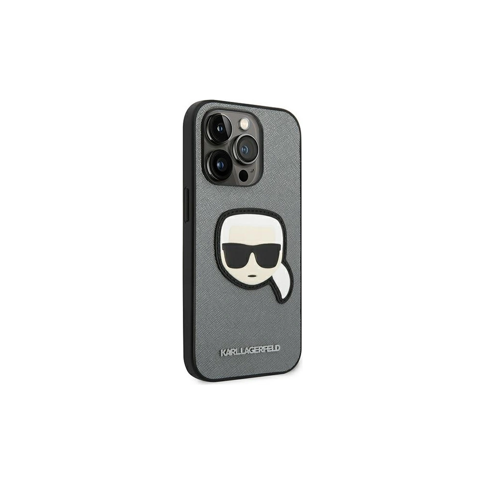 Hurtownia GSM - Etui Karl Lagerfeld KLHCP14LSAPKHG Apple iPhone 14 Pro stříbrný/silver hardcase Saffiano Karl`s Head Patch - KLD983 - {ean13} - Hurt