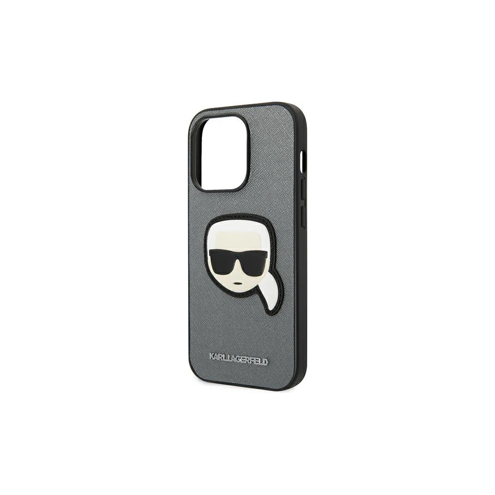 Hurtownia GSM - Etui Karl Lagerfeld KLHCP14LSAPKHG Apple iPhone 14 Pro stříbrný/silver hardcase Saffiano Karl`s Head Patch - KLD983 - {ean13} - Hurt