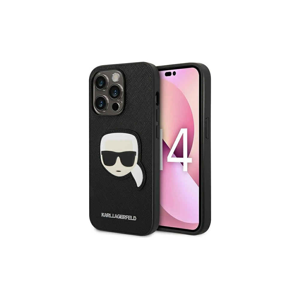 Hurtownia GSM - Etui Karl Lagerfeld KLHCP14LSAPKHK Apple iPhone 14 Pro negru/black hardcase Saffiano Patch cu capul lui Karl - KLD984 - {ean13} - Hurt