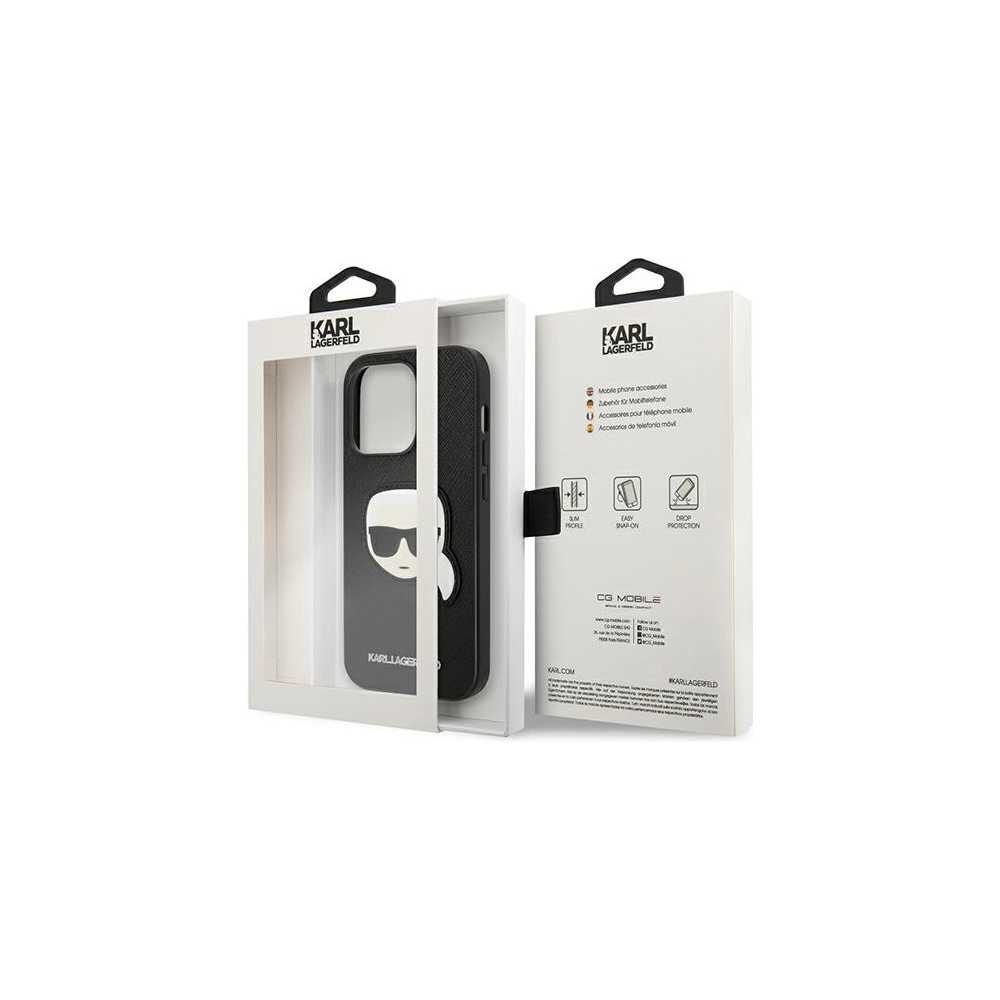 Hurtownia GSM - Etui Karl Lagerfeld KLHCP14LSAPKHK Apple iPhone 14 Pro negru/black hardcase Saffiano Patch cu capul lui Karl - KLD984 - {ean13} - Hurt