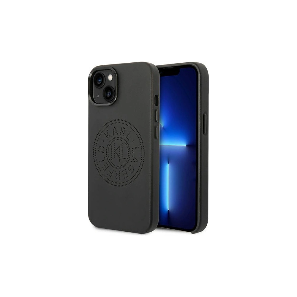 Wholesale Karl Lagerfeld KLHCP14MFWHK Apple iPhone 14 Plus / 15 Plus hardcase black Leather Perforated Logo - KLD985 - {ean13} - Hurt