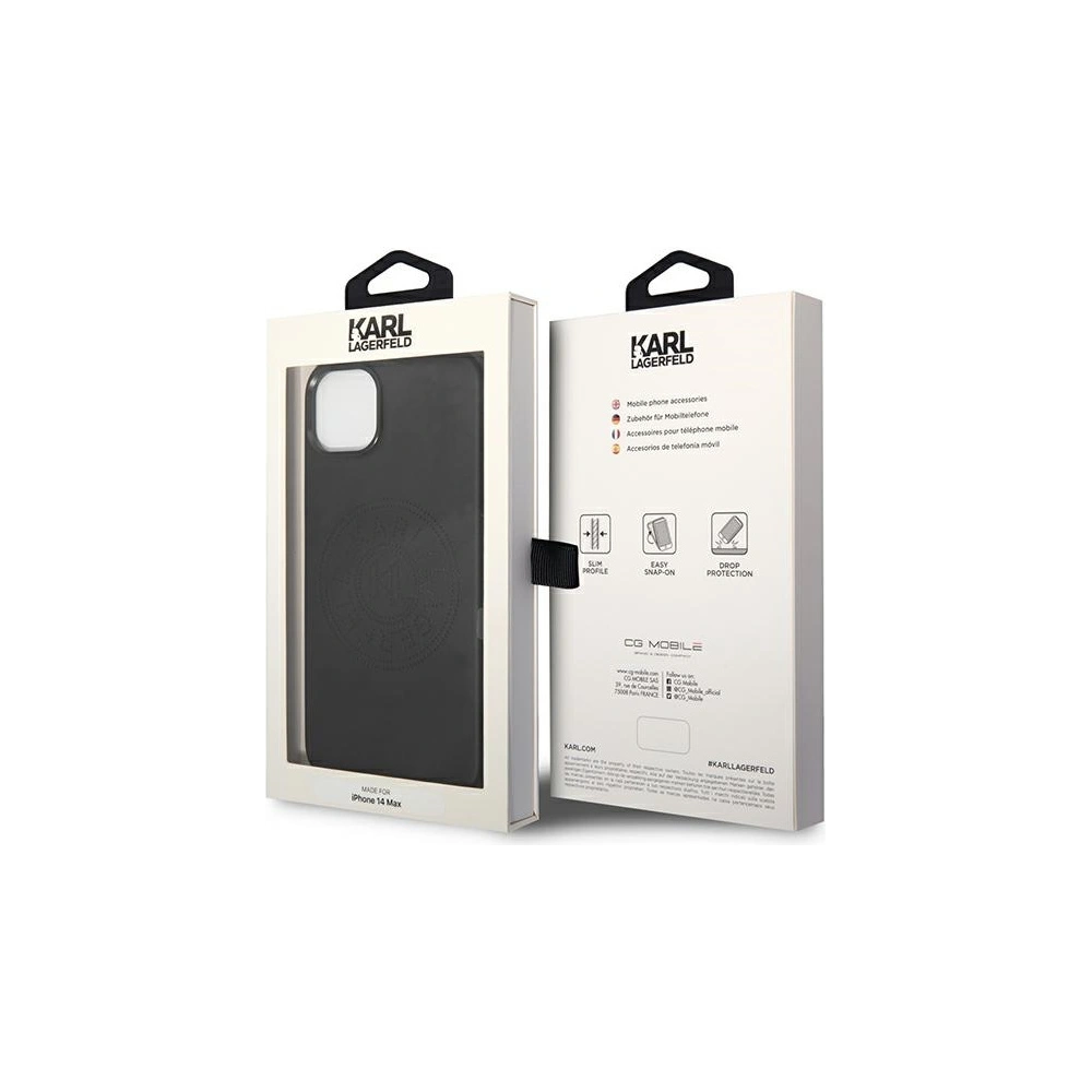 Wholesale Karl Lagerfeld KLHCP14MFWHK Apple iPhone 14 Plus / 15 Plus hardcase black Leather Perforated Logo - KLD985 - {ean13} - Hurt