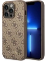 Guess GUHCP14LG4GFBR Apple iPhone 14 Pro brown hard case 4G Metal Gold Logo