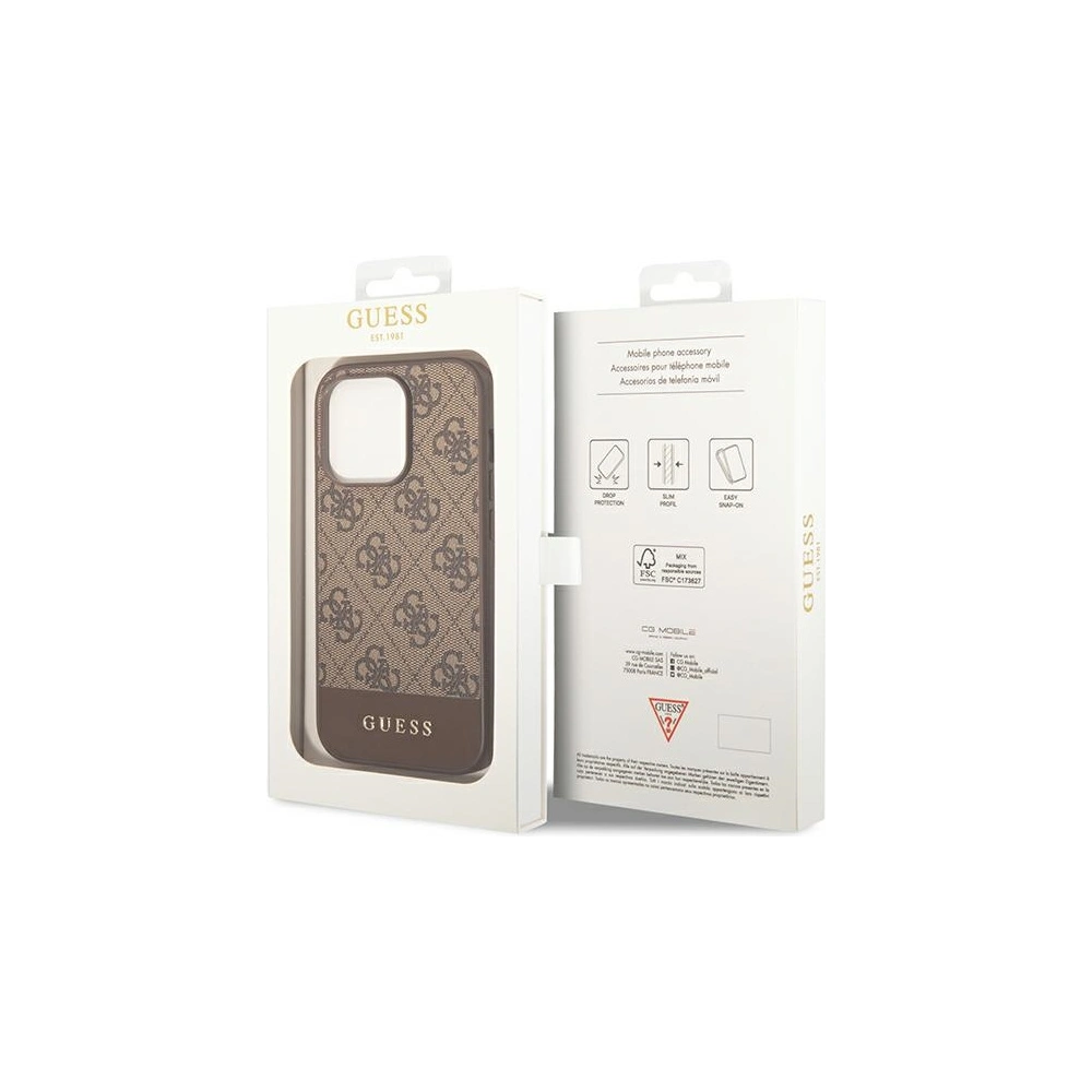 Hurtownia GSM - Etui Guess GUHCP14LG4GLBR Apple iPhone 14 Pro brązowy/brown hard case 4G Stripe Collection - GUE1885 - {ean13} - Hurt