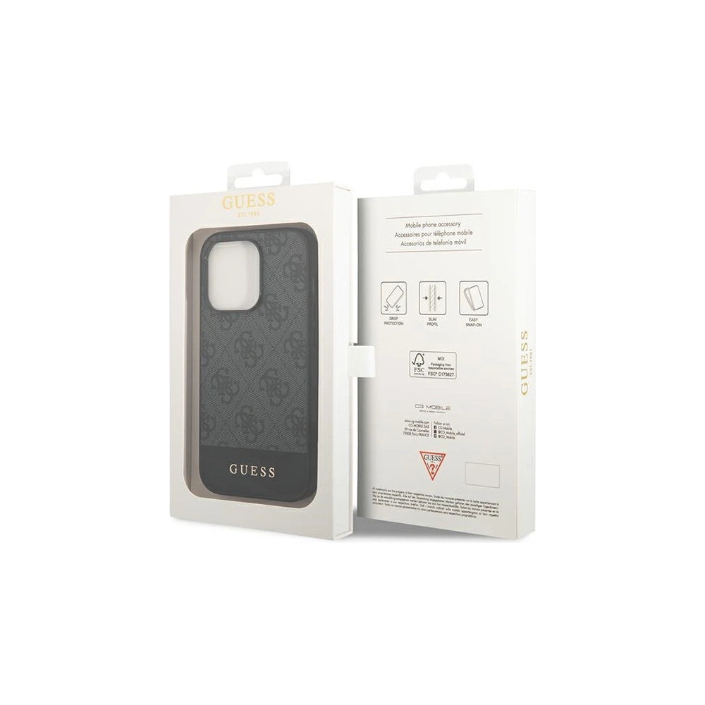 Hurtownia GSM - Etui Guess GUHCP14LG4GLGR Apple iPhone 14 Pro šedé/grey hard case 4G Stripe Collection - GUE1886 - {ean13} - Hurt