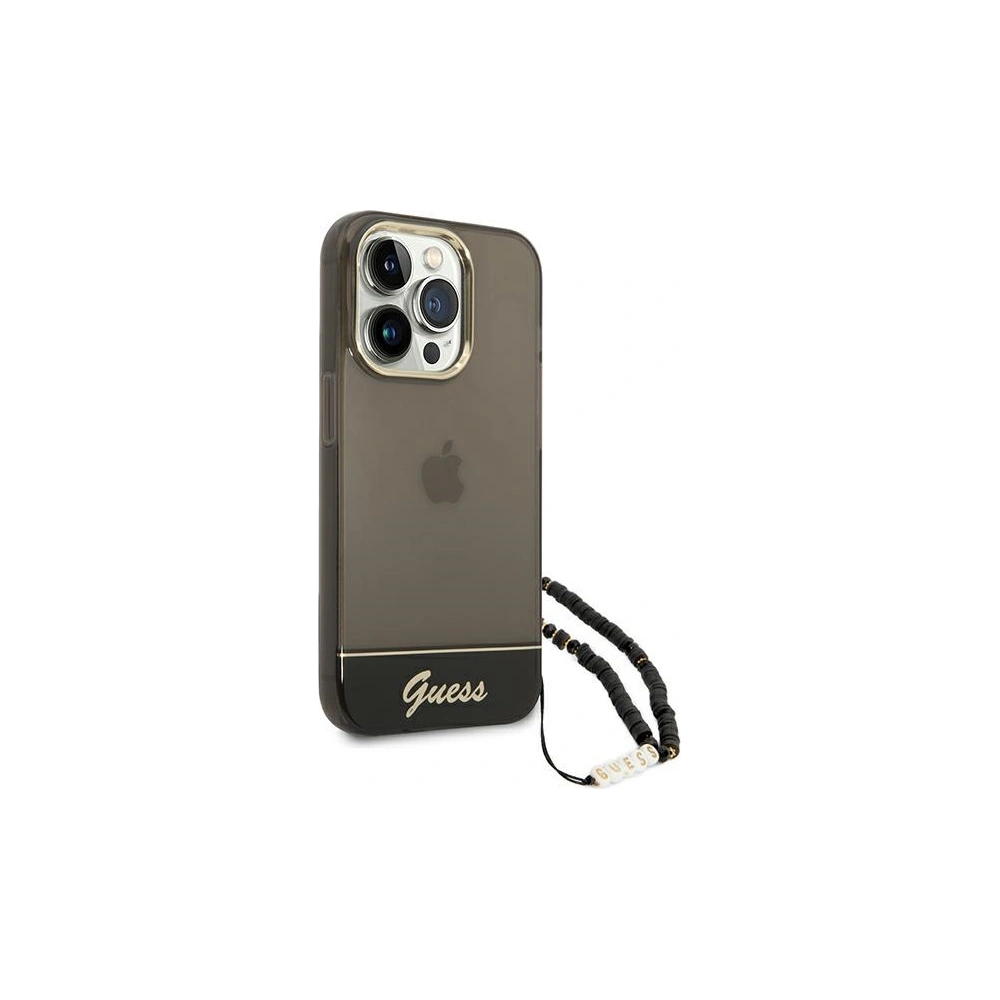 Hurtownia GSM - Case Guess GUHCP14LHGCOHK Apple iPhone 14 Pro schwarz/black hardcase Translucent Pearl Strap - GUE1890 - {ean13} - Hurt