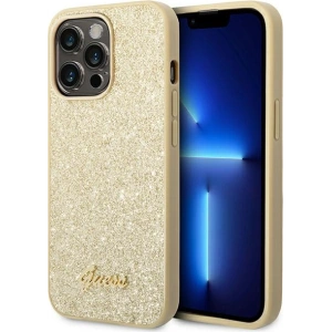 Etui Guess GUHCP14LHGGSHD Apple iPhone 14 Pro aurie/c gold carcasă rigidă Glitter Script