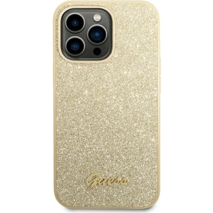 Etui Guess GUHCP14LHGGSHD Apple iPhone 14 Pro aurie/c gold carcasă rigidă Glitter Script