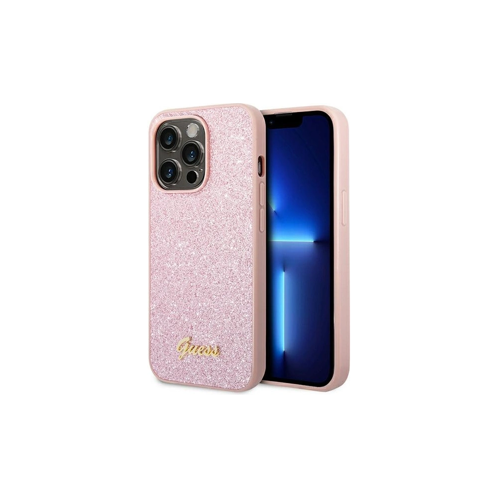 Hurtownia GSM - Case Guess GUHCP14LHGGSHP Apple iPhone 14 Pro rosa/pink Hartschale Glitter Script - GUE1894 - {ean13} - Hurt