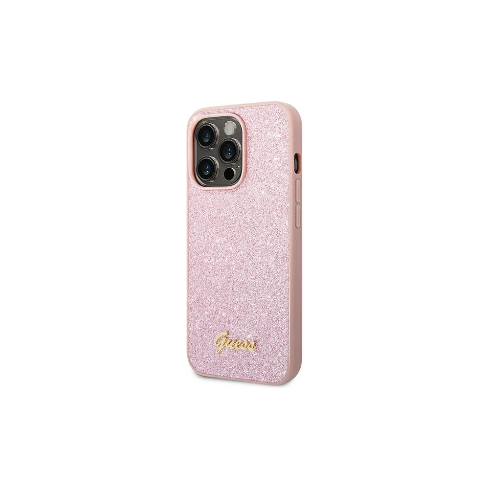 Hurtownia GSM - Case Guess GUHCP14LHGGSHP Apple iPhone 14 Pro rosa/pink Hartschale Glitter Script - GUE1894 - {ean13} - Hurt