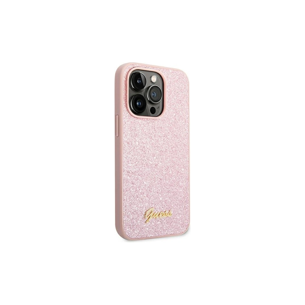 Hurtownia GSM - Case Guess GUHCP14LHGGSHP Apple iPhone 14 Pro rosa/pink Hartschale Glitter Script - GUE1894 - {ean13} - Hurt