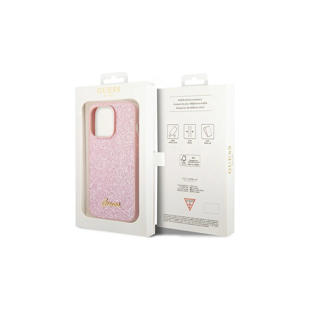 Hurtownia GSM - Case Guess GUHCP14LHGGSHP Apple iPhone 14 Pro rosa/pink Hartschale Glitter Script - GUE1894 - {ean13} - Hurt