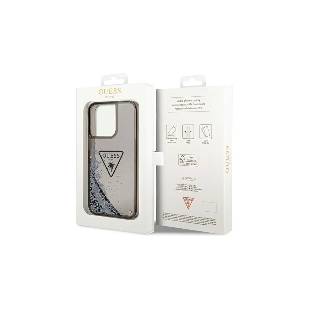 Hurtownia GSM - Case Guess GUHCP14LLFCTPK Apple iPhone 14 Pro schwarz/black hardcase Liquid Glitter Palm Collection - GUE1895 - {ean13} - Hurt