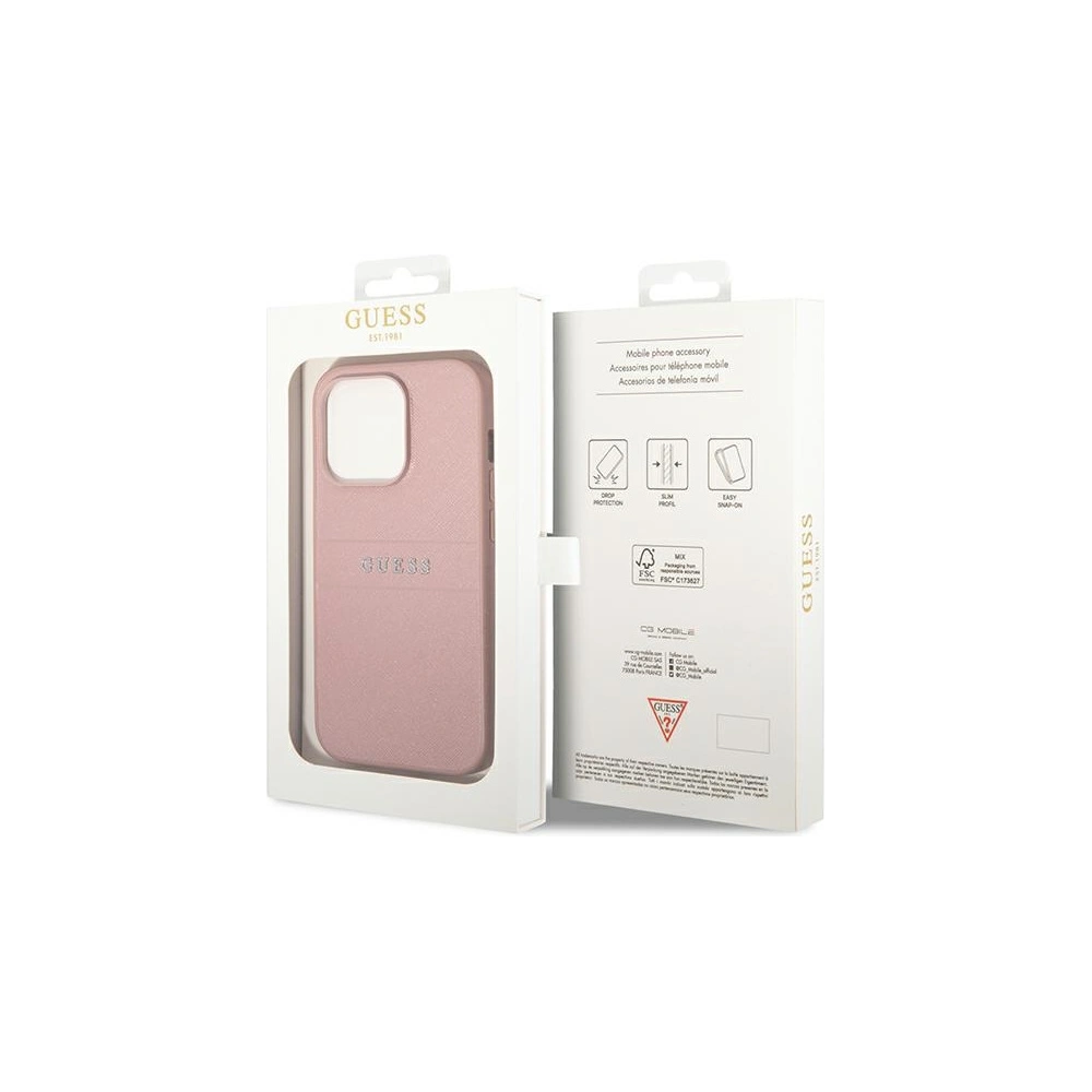 Hurtownia GSM - Case Guess GUHCP14LPSASBPI Apple iPhone 14 Pro rosa/pink Saffiano Strap - GUE1897 - {ean13} - Hurt
